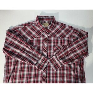 Wrangler Western Shirt Plaid Long Sleeve Button Up Red Black 2XL